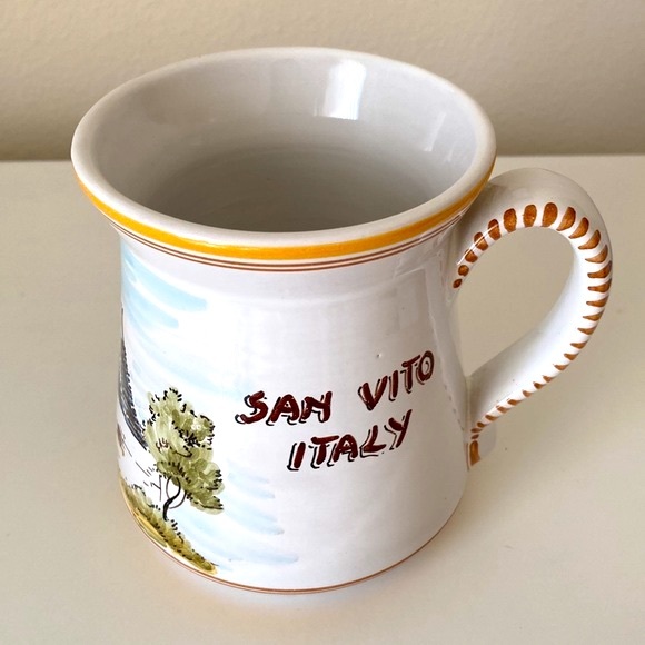 Italy Pottery Mug San Vito Puglia Large Dad Coffee Cup Fathers Day Trulia House - Picture 7 of 11